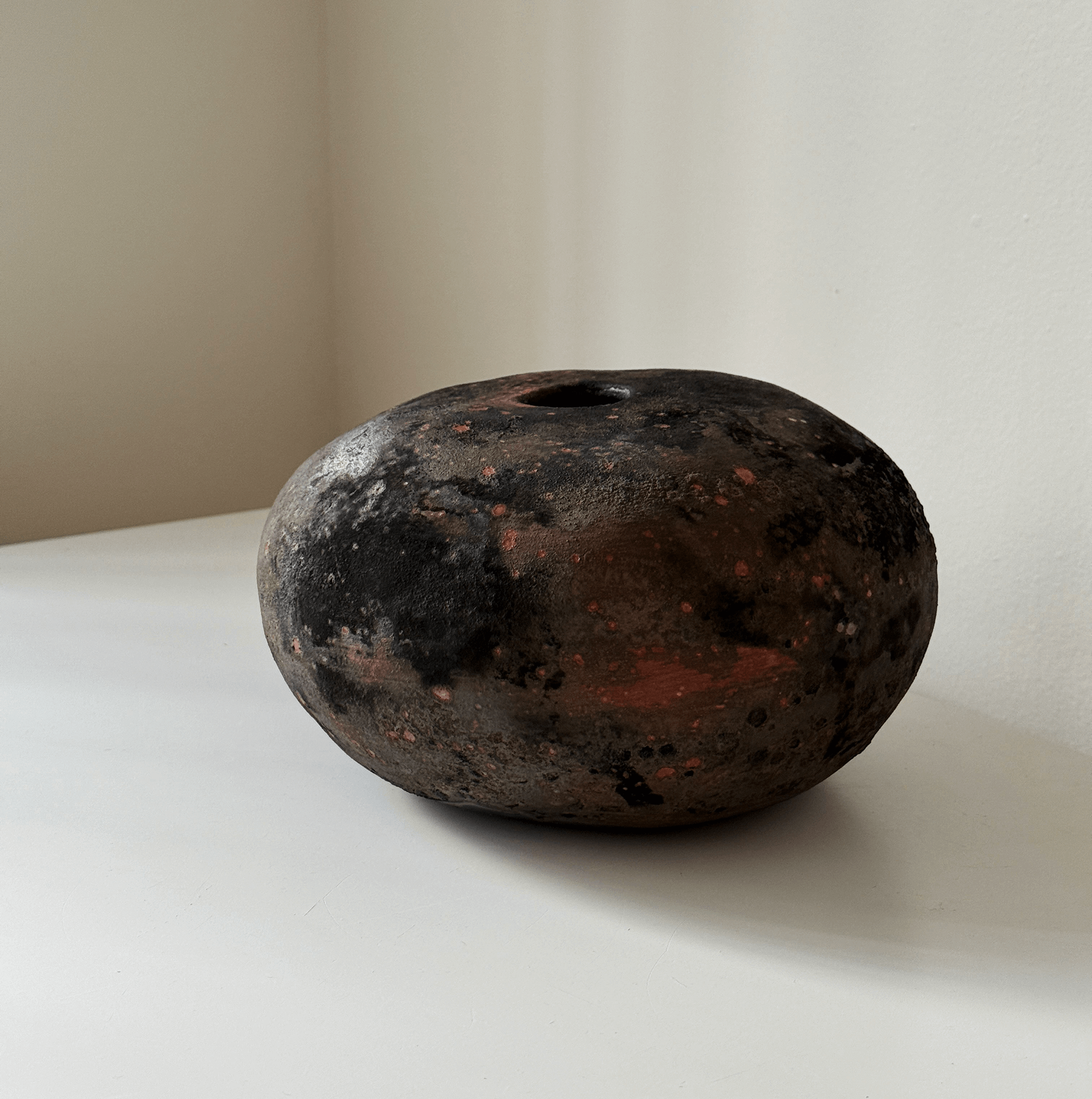 Dark Raku Vase Large