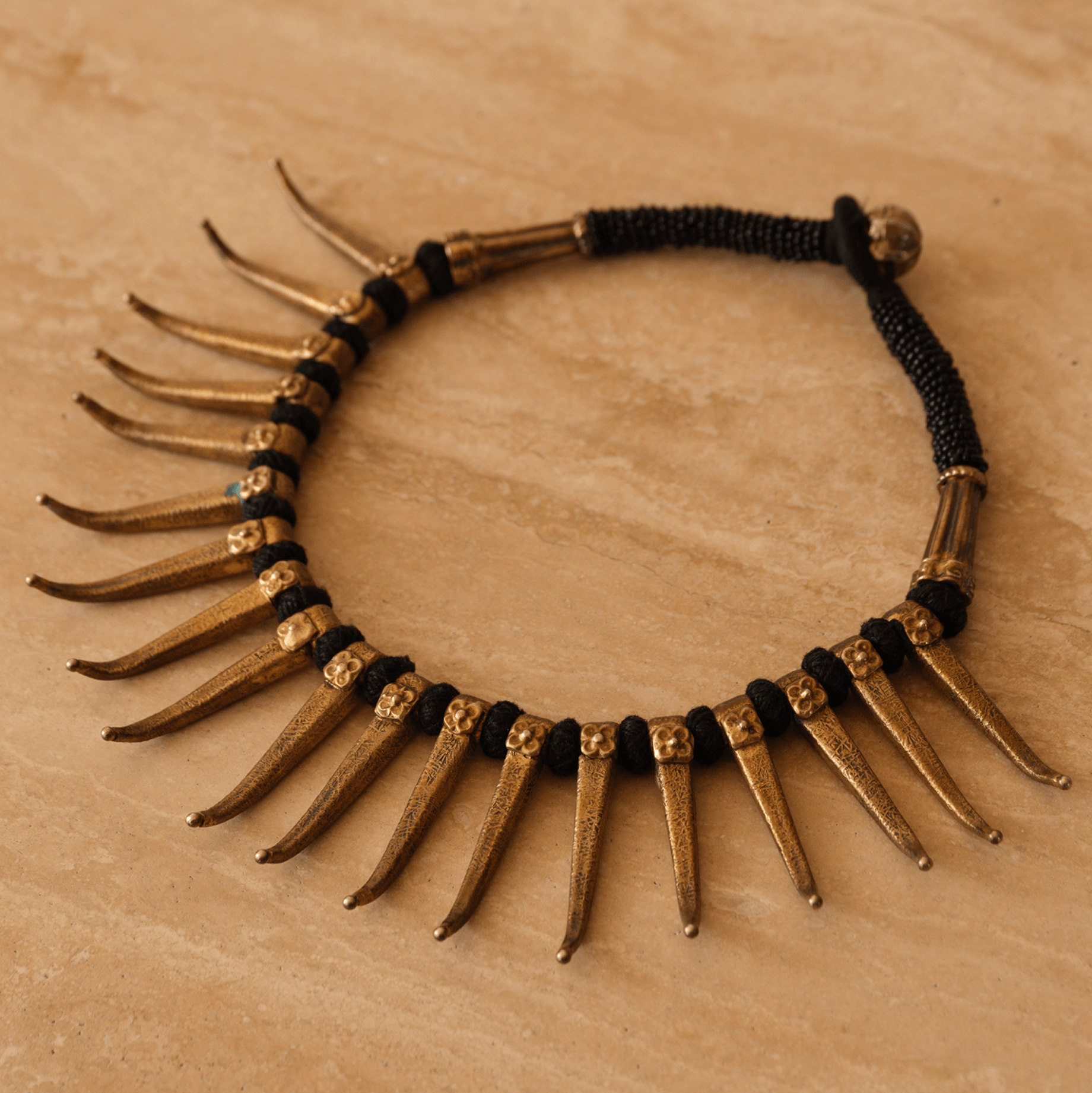 Vintage Brass spike necklace
